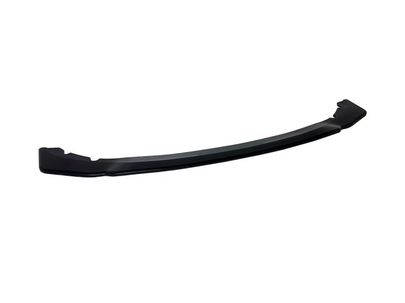 Long black curved windshield wiper blade with mounting attachments at both ends used to wipe car windshields.