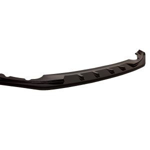 Black plastic car front bumper lip spoiler with vented sections and curved ends