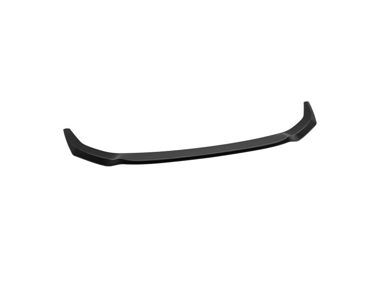 Long black curved car spoiler with raised ends for improved aerodynamics