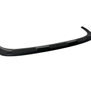 Glossy black car rear lip spoiler with integrated aero fins, curved to fit a sedan's trunk edge.