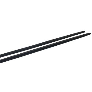 Pair of black chopsticks lying parallel on a white background