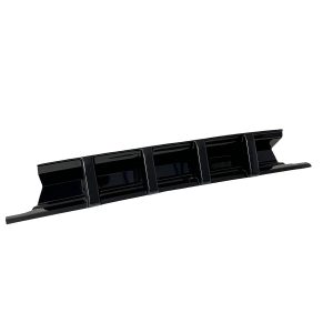 K196-004_5jpg - OPSHOLDERS Black plastic rail with four rectangular compartments and angled ends, likely a mounting bracket or organizer piece.
