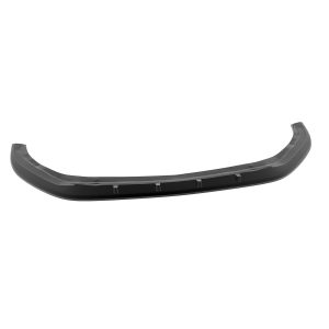 Long black curved car bumper lip spoiler viewed from the side.