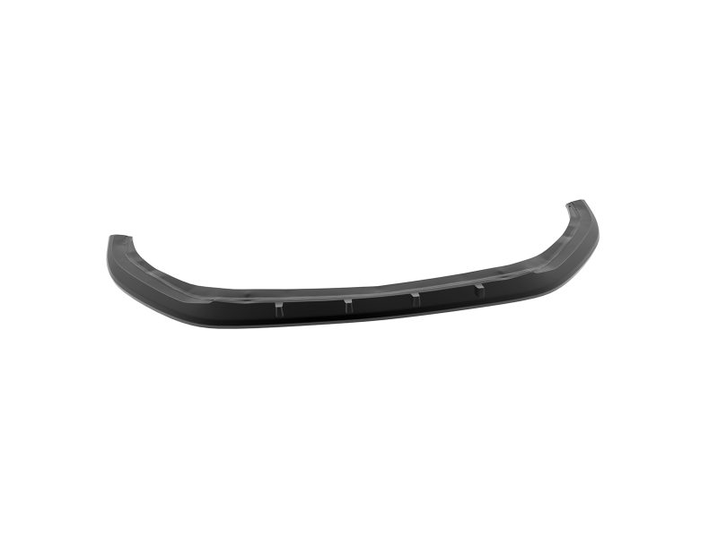 Long black curved car bumper lip spoiler viewed from the side.