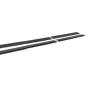 Pair of black windshield wiper blades laid parallel for a car exterior use.