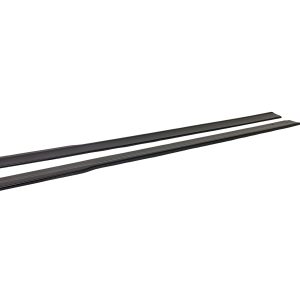 Pair of dark gray windshield wiper blades lying parallel on a white background