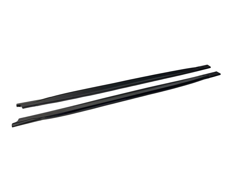 Pair of black windshield wiper blades for a car, shown diagonally on a white background, front and rear blades visible