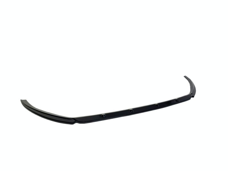 Pair of black curved windshield wipers on a white background in a diagonal layout