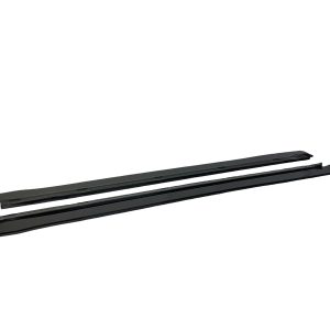 Pair of black windshield wiper blades lying parallel on a white background