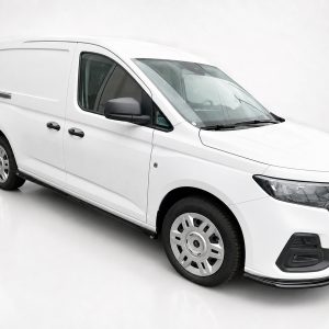 White cargo van shown from a three-quarter front view against a neutral studio backdrop.