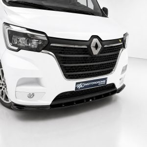 White Renault van front view with a bold black grille and chrome trim