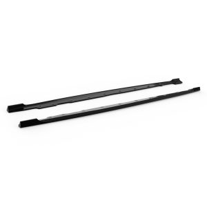 K210-002_3jpg - OPSHOLDERS Two long black car roof rails with end caps lying on a white background.