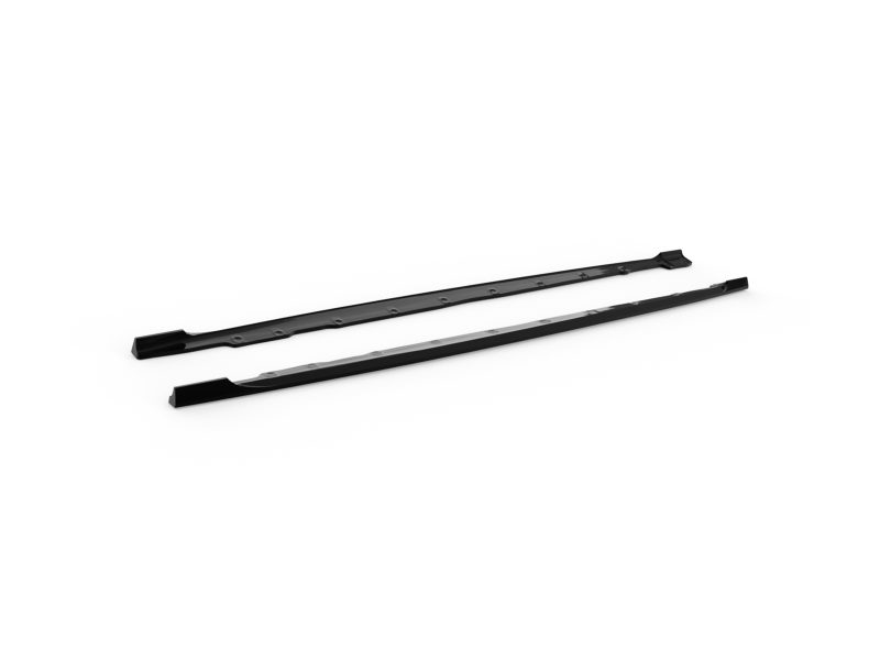 K210-002_3jpg - OPSHOLDERS Two long black car roof rails with end caps lying on a white background.