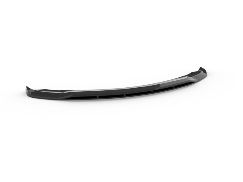 Glossy curved car rear spoiler viewed from the side on a white background.