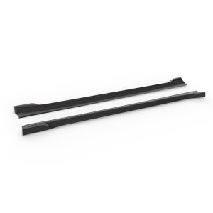 Pair of black roof rack crossbars laid parallel on a white background, for mounting cargo on a car roof.