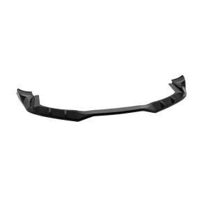Black curved car front splitter/lip spoiler with angular winglets, viewed from the underside.