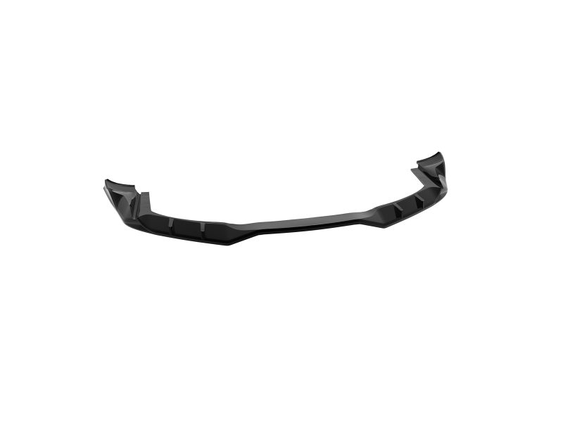 Black curved car front splitter/lip spoiler with angular winglets, viewed from the underside.