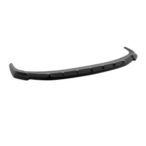 Black curved automotive spoiler/lip designed to improve aerodynamics on a car surface area.