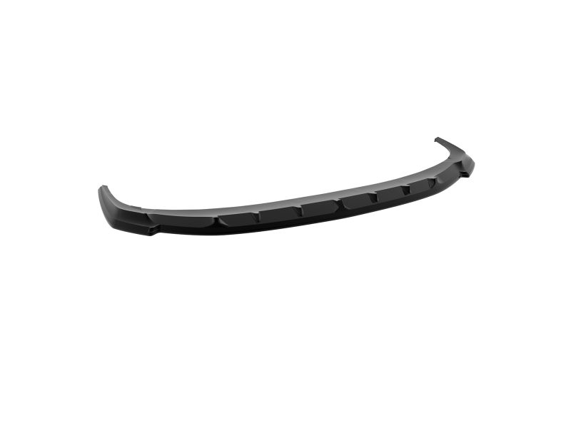 Black curved automotive spoiler/lip designed to improve aerodynamics on a car surface area.