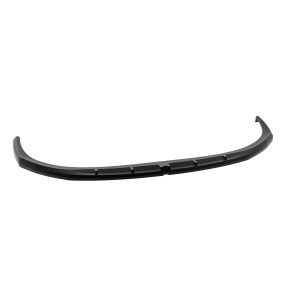 Curved black plastic car bumper lip spoiler with mounting clips along the bottom edge