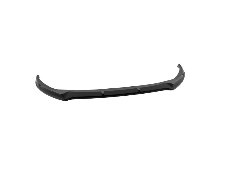 Black car front lip spoiler / aerodynamic bumper lip for improved downforce, low-profile curved design.