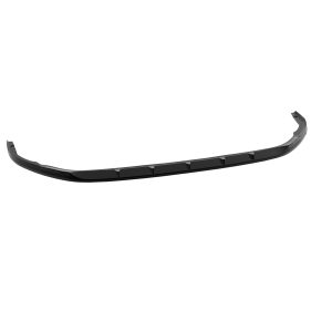 Black front bumper lip spoiler for a car, curved aerodynamic profile with mounting tabs on ends