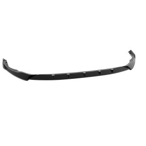 Black curved front bumper lip spoiler with mounting tabs for a car (aerodynamic accessory)