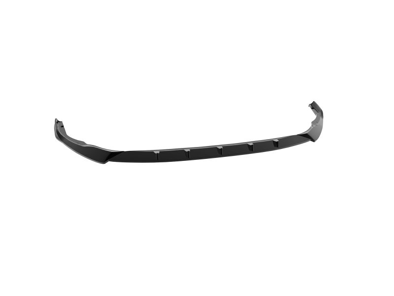Black curved front bumper lip spoiler with mounting tabs for a car (aerodynamic accessory)