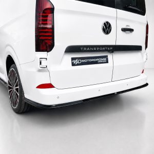 K217-006_3jpg - OPSHOLDERS White Volkswagen Transporter van rear view with Motordrome Design plate and prominent red tail lights