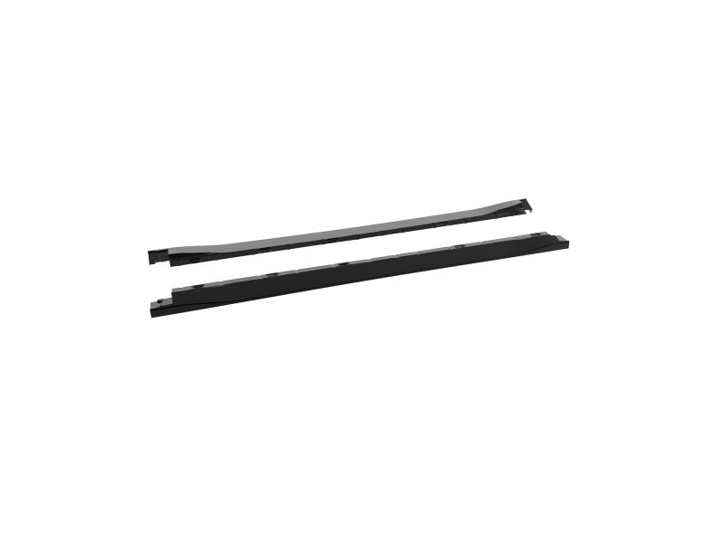 Two windshield wiper blades lying parallel on a white background