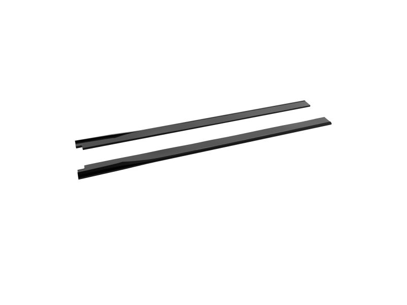 Three long black flat bars angled diagonally across a white background, arranged in parallel outfits of varying darkness.