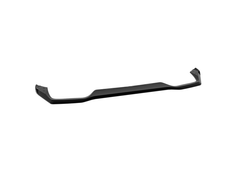 Long black automotive front lip spoiler (air dam) with raised ends, designed to improve aerodynamics.