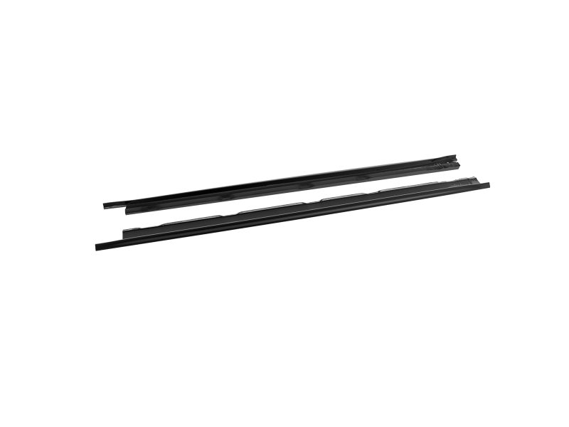 Three black automotive trim pieces laid diagonally on a white background, likely door/window weatherstrips.