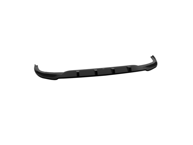 Long black automotive rear diffuser with curved ends, viewed from the side
