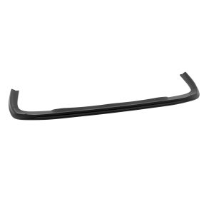 Low-profile black car rear lip spoiler with curved ends, viewed from side on white background