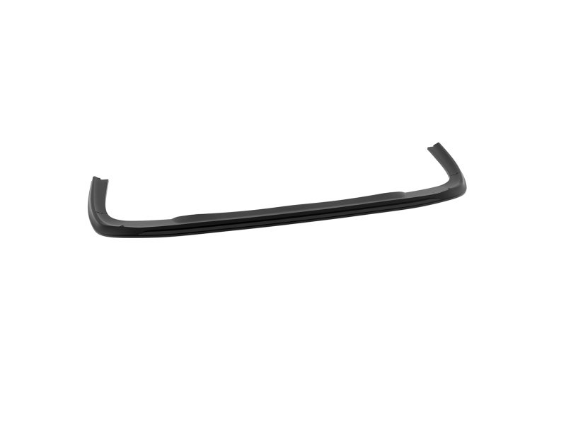 Low-profile black car rear lip spoiler with curved ends, viewed from side on white background