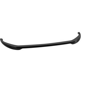 Black curved car spoiler with upturned ends, shown in side view against a white background.|A long, slender automotive wing designed for aerodynamics, in black.