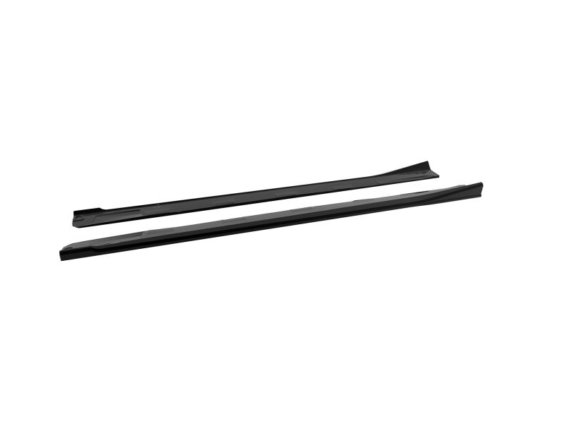 Pair of black windshield wiper blades laid diagonally on a white background