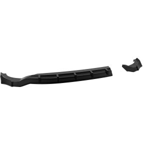 K227-003_5jpg - OPSHOLDERS Long, black plastic automotive part broken into two pieces, with a ribbed central section and curved ends (likely a bumper splash or diffuser piece).