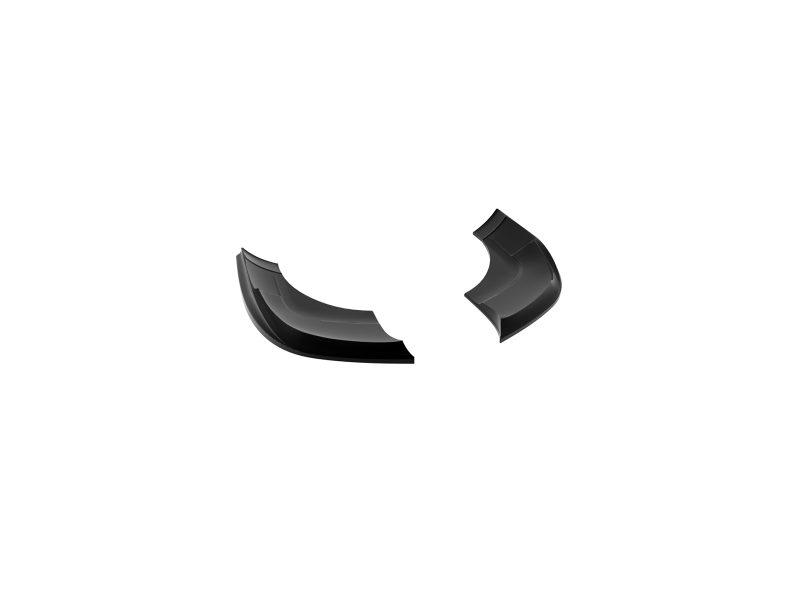 K228-004_5jpg - OPSHOLDERS Two glossy black curved fragments separated on a white background (left larger piece and a smaller right piece).