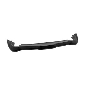 Black, low-profile car bumper lip spoiler with angular edges for aerodynamics