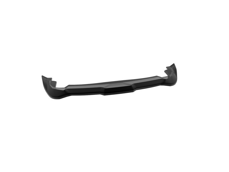 Black, low-profile car bumper lip spoiler with angular edges for aerodynamics