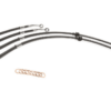 MQB-Hoses__606981492677084-1png - OPSHOLDERS Five black hydraulic hoses with threaded metal fittings and looped ends, arranged on a white background, with a small pile of copper washers nearby.