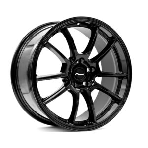 Black glossy multi‑spoke alloy car wheel on a white background