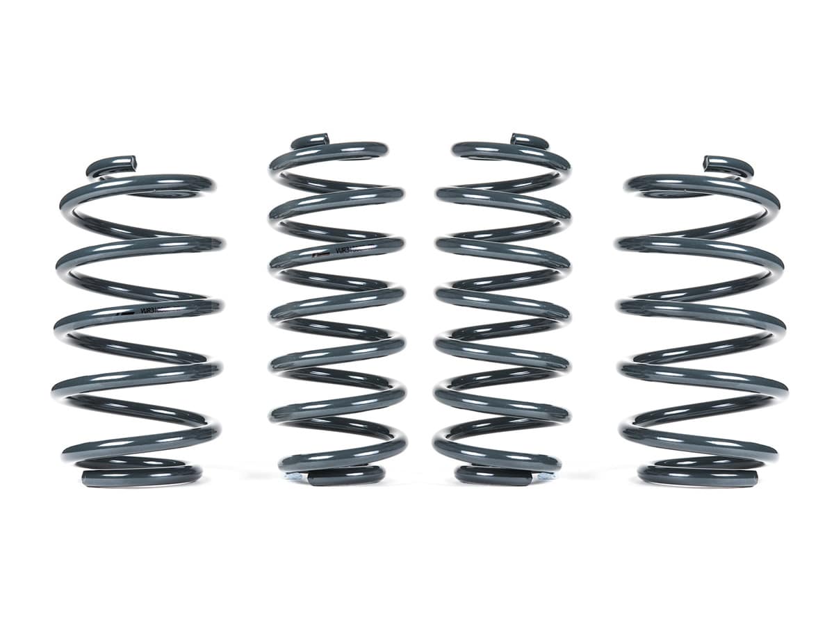 Racingline-Lowering-Springs-1-2jpg - OPSHOLDERS Four black metal coil springs standing upright against a white background.