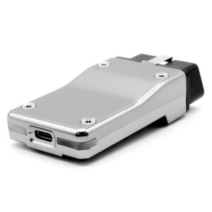 Racingline-PDM-Home-Tuning-VWR031000_3-1jpg - OPSHOLDERS Silver metal USB flash drive with a black end cap, lying on a white background.
