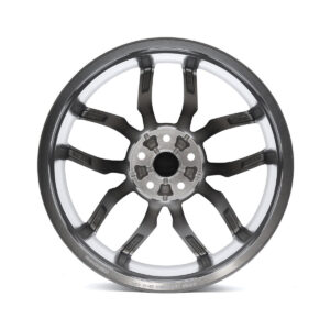 Racingline-R360-Wheel-Gunmetal-Backjpg - OPSHOLDERS Eight-spoke alloy car wheel with a dark center and machined lip on a white background