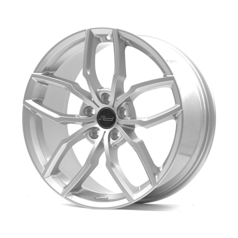 Racingline-R360-Wheel-Silverjpg - OPSHOLDERS Silver alloy car wheel with a complex multi-spoke design and central hub