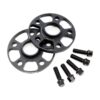 Spacers3-1jpg - OPSHOLDERS Two black disc brake rotor spacers with mounting bolts arranged beside them.