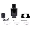 VWR12G50Djpg - OPSHOLDERS Black automotive turbocharger kit components laid out on a white background, including the main turbine housing, mounting bracket, clamps, hoses, and hardware